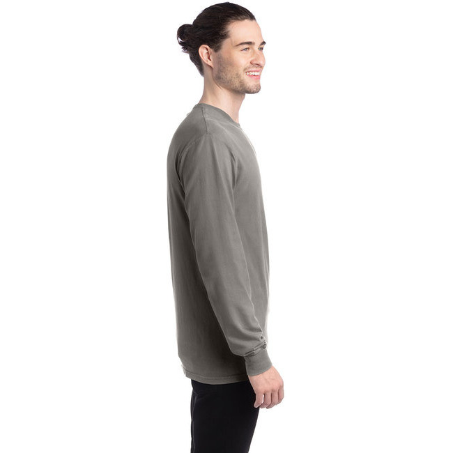 Unisex garment-Dyed Long-Sleeve T-Shirt - BLAcK - S(D0102H7KYEJ)