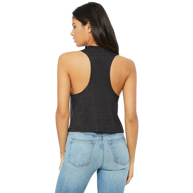 Ladies Racerback cropped Tank - HEATHER OLIVE - S(D0102H7WY4P)