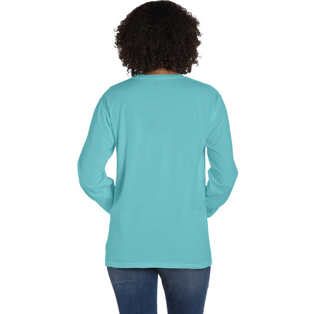 Unisex garment-Dyed Long-Sleeve T-Shirt with Pocket - NEW RAILROAD - S(D0102H7K1K2)