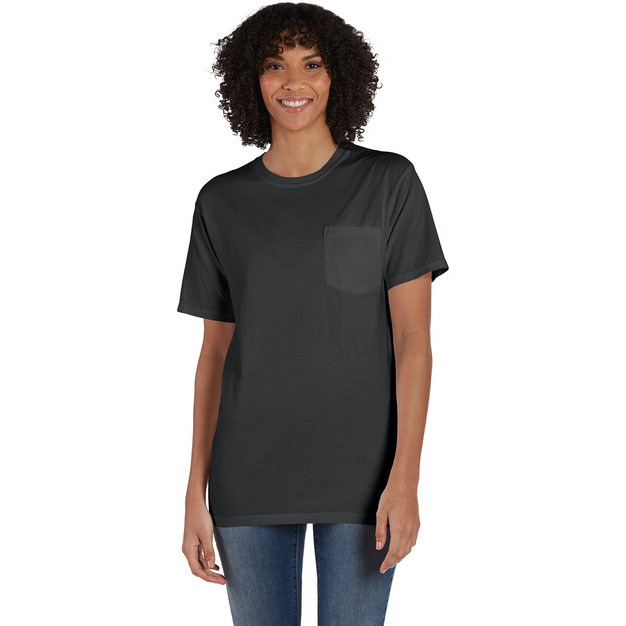Unisex garment-Dyed T-Shirt with Pocket - BLAcK - S(D0102H7K0A2)