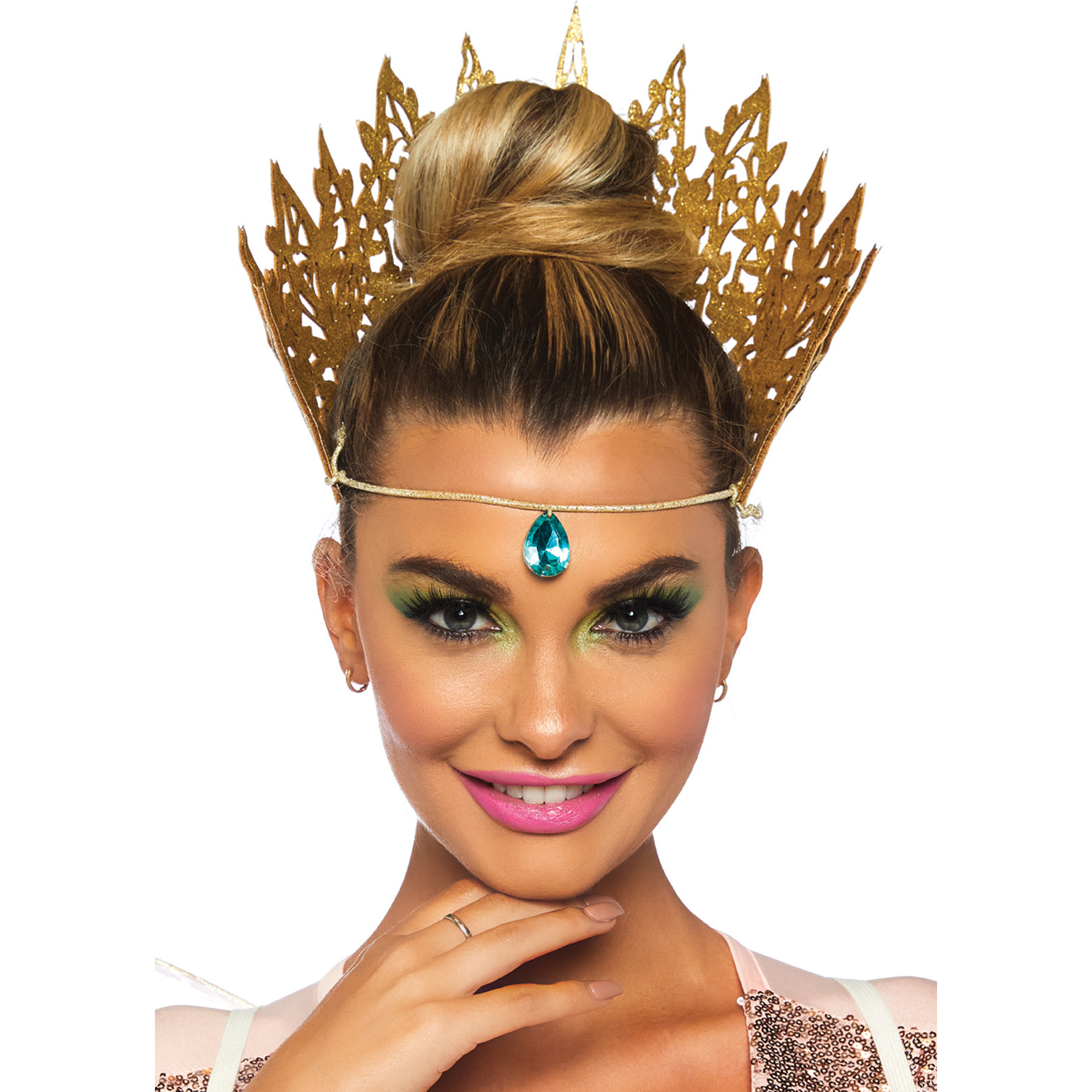 Glitter die cut crown with jewel accent