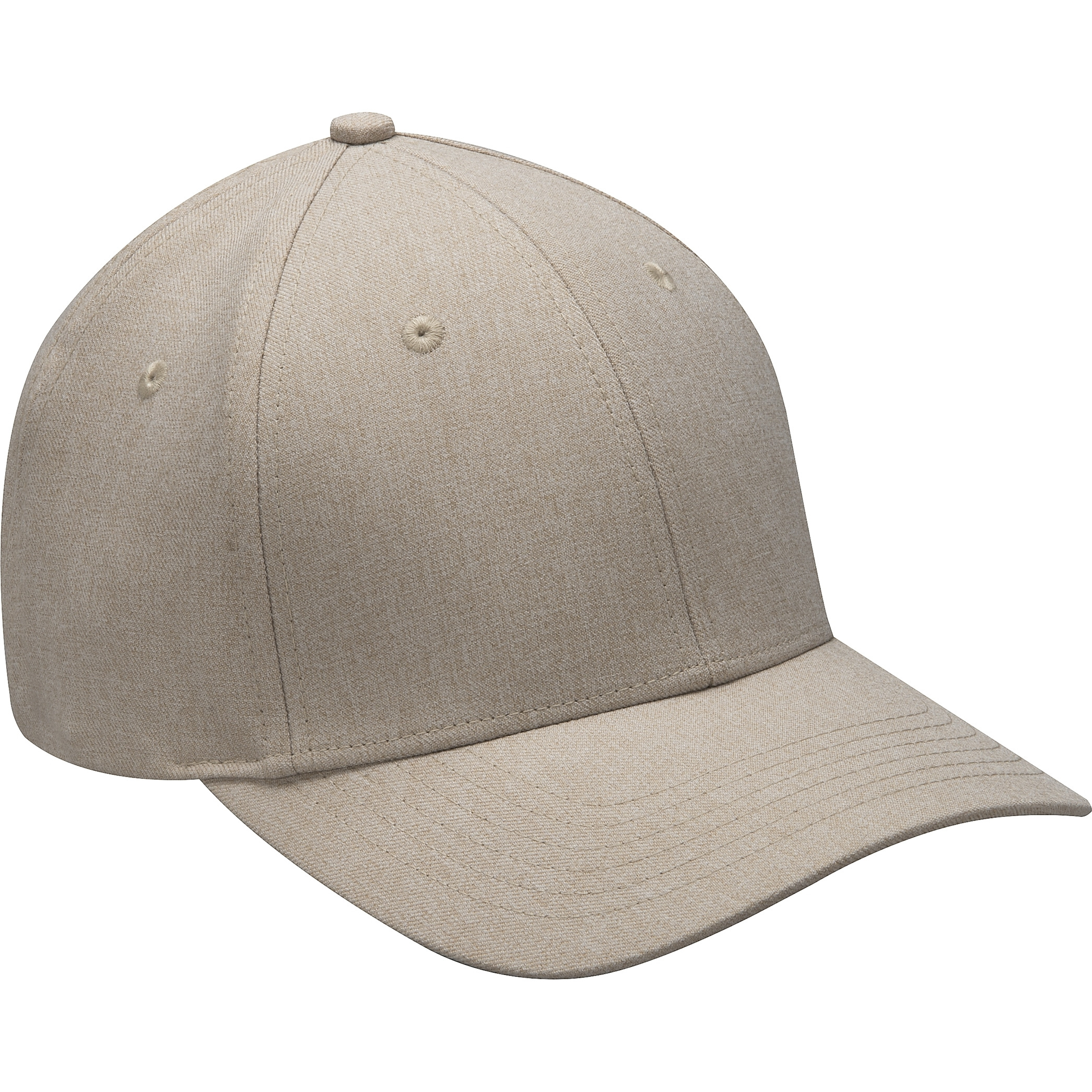 DX101 | DELUXE- 95% Polyester/5% Spandex, Heather Woven Suit Fabric, Six Panel, Structured Cap, Self-Fabric Strap with Silver Buckle and Grommet- TAN