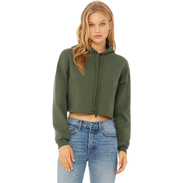 Ladies cropped Fleece Hoodie - PEAcH - S(D0102H7WRT2)