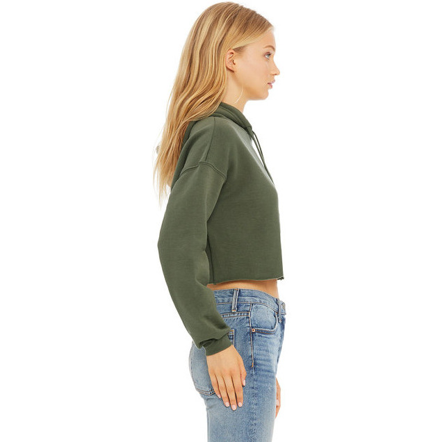 Ladies cropped Fleece Hoodie - PEAcH - S(D0102H7WRT2)