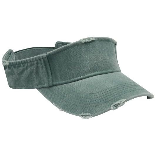 DV101 | DRIFTER- Pigment Dyed, Garment Washed, Cotton Twill Distressed Visor with Self-Fabric Hook and Loop Closure - FOREST GREEN