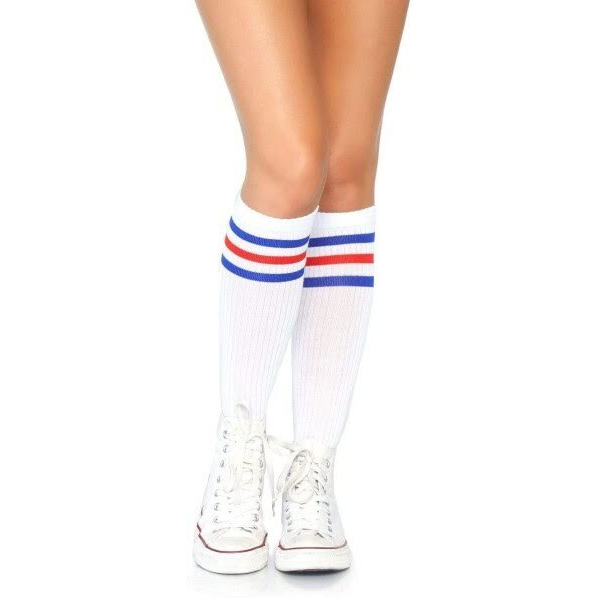 Athletic striped knee highs.