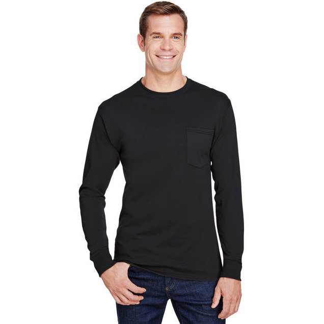 Adult Workwear Long-Sleeve Pocket T-Shirt - BLAcK - S(D0102H7K1QP)