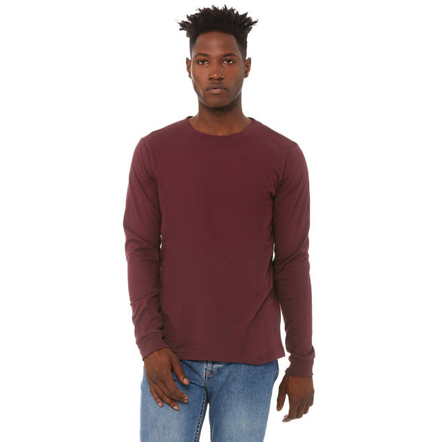 Unisex Jersey Long-Sleeve T-Shirt - RED - S(D0102H7WPM8)