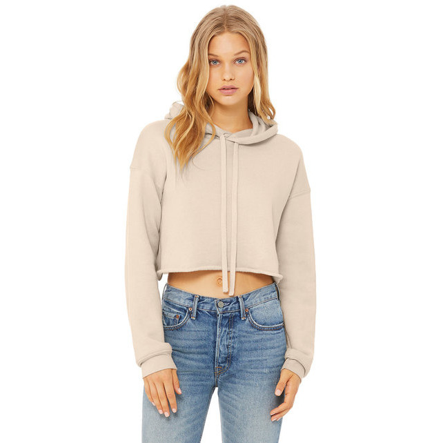 Ladies cropped Fleece Hoodie - PEAcH - S(D0102H7WRTX)