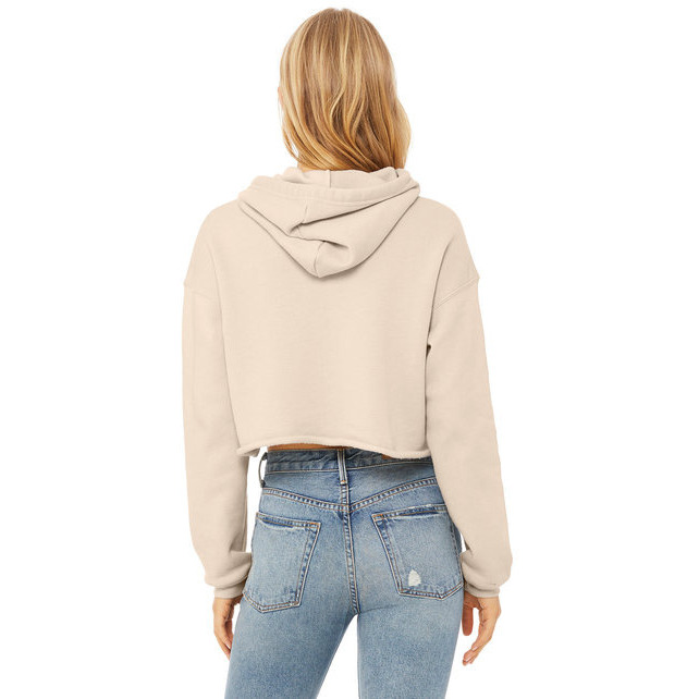 Ladies cropped Fleece Hoodie - PEAcH - S(D0102H7WRTX)