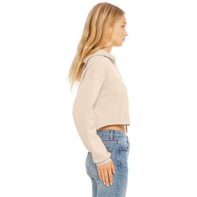 Ladies cropped Fleece Hoodie - PEAcH - S(D0102H7WRTX)