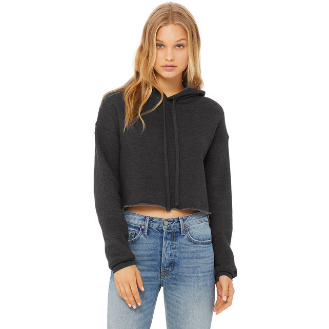 Ladies cropped Fleece Hoodie - PEAcH - S(D0102H7WEXP)