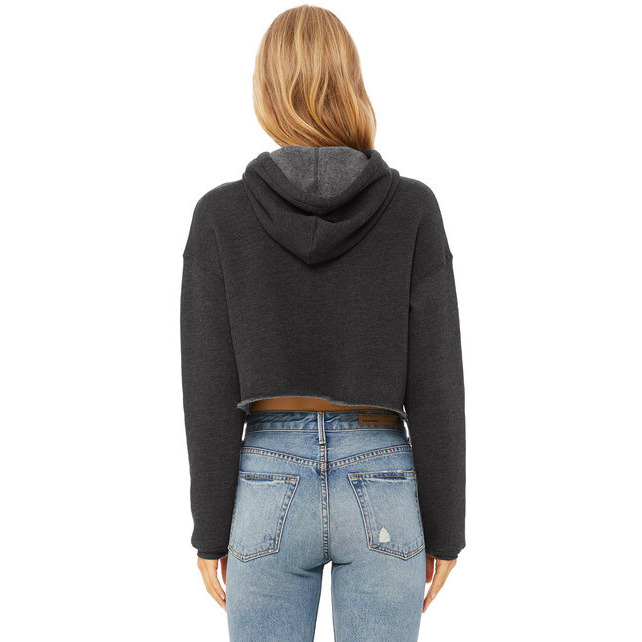 Ladies cropped Fleece Hoodie - PEAcH - S(D0102H7WEXP)