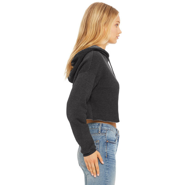 Ladies cropped Fleece Hoodie - PEAcH - S(D0102H7WEXP)