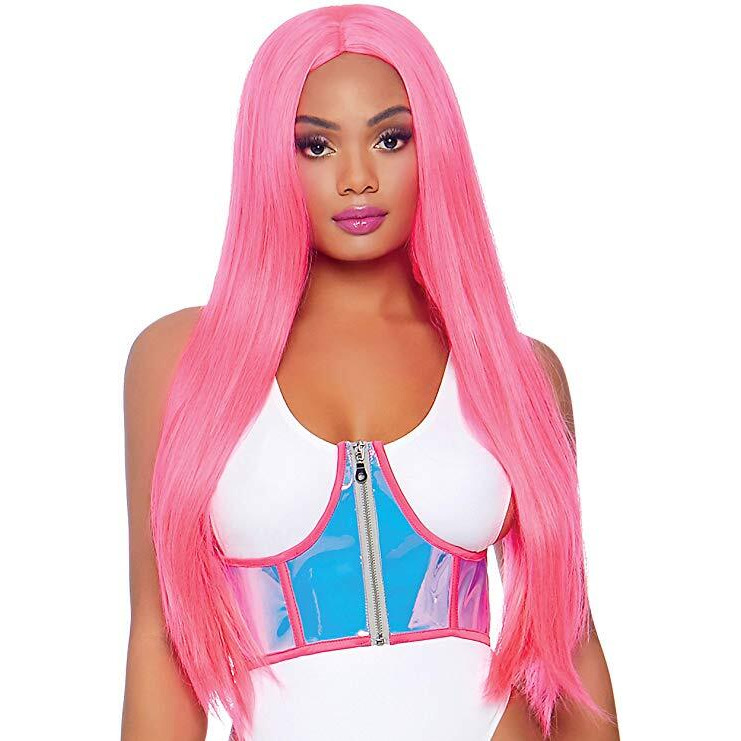 Holographic vinyl zipper front under bust cincher.