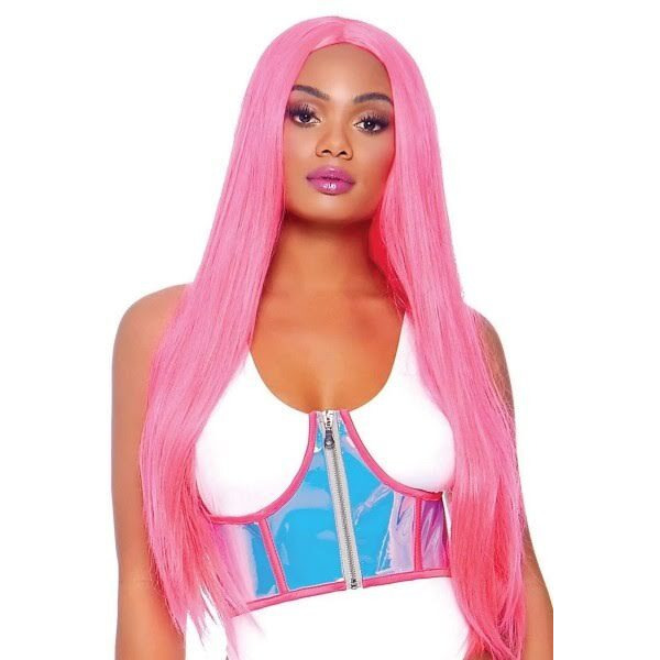 Holographic vinyl zipper front under bust cincher.