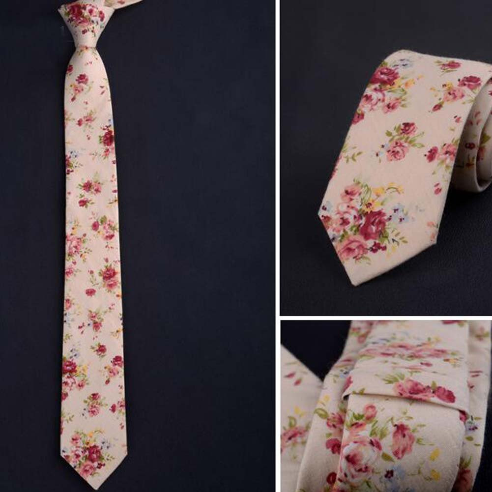 Formal/Casual Cotton Neckties Pink Flower Fashion Neckties Men Leisure Wear 6 cm