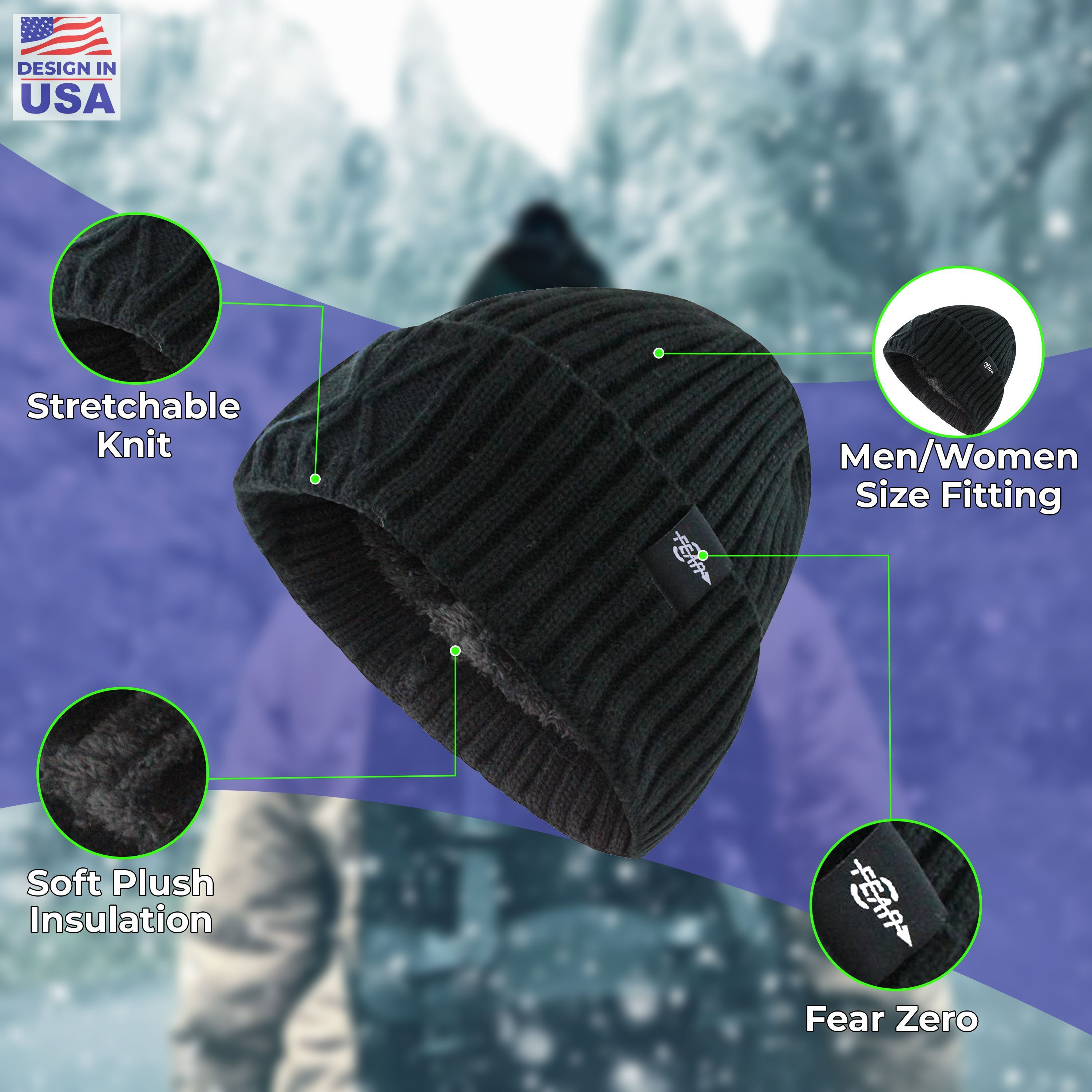 Fear0 NJ Warmest Watch-cap Plush Insulated Lined Tactical Field Beanie Hat Men(D0102H79V8T)