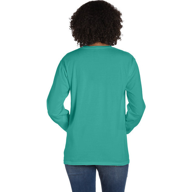Unisex garment-Dyed Long-Sleeve T-Shirt with Pocket - NEW RAILROAD - S(D0102H7YT5T)