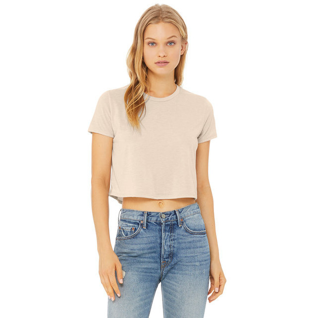 Ladies Flowy cropped T-Shirt - WHITE - S(D0102H7WZ6J)