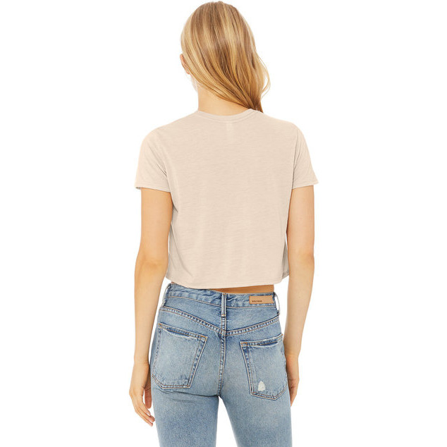 Ladies Flowy cropped T-Shirt - WHITE - S(D0102H7WZ6J)