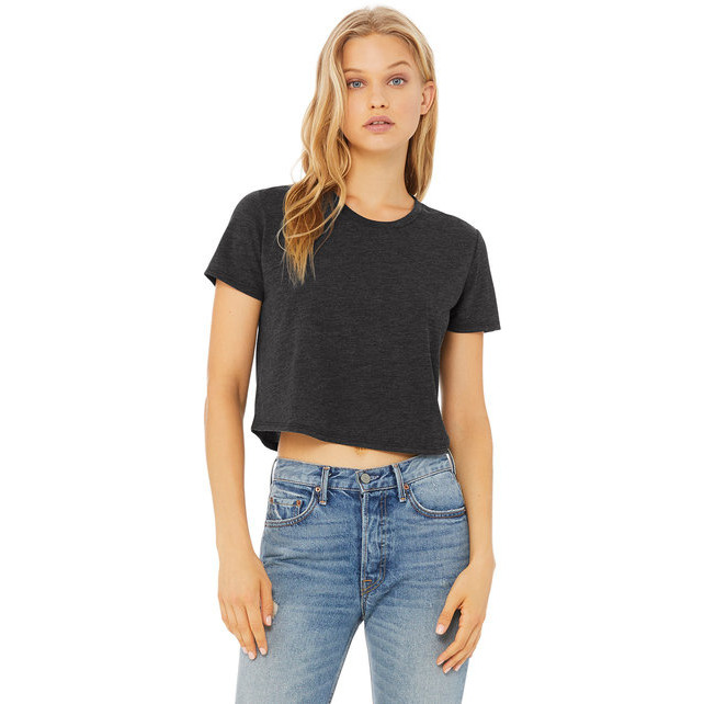 Ladies Flowy cropped T-Shirt - WHITE - S(D0102H7WZJT)
