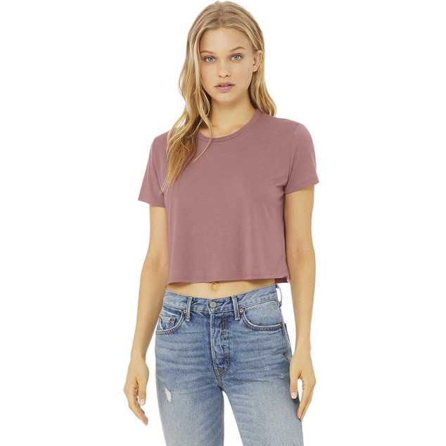 Ladies Flowy cropped T-Shirt - WHITE - S(D0102H7WZJX)