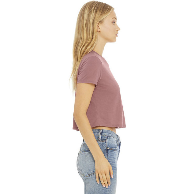 Ladies Flowy cropped T-Shirt - WHITE - S(D0102H7WZJX)