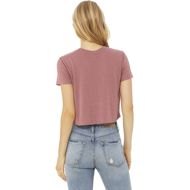 Ladies Flowy cropped T-Shirt - WHITE - S(D0102H7WZ0P)