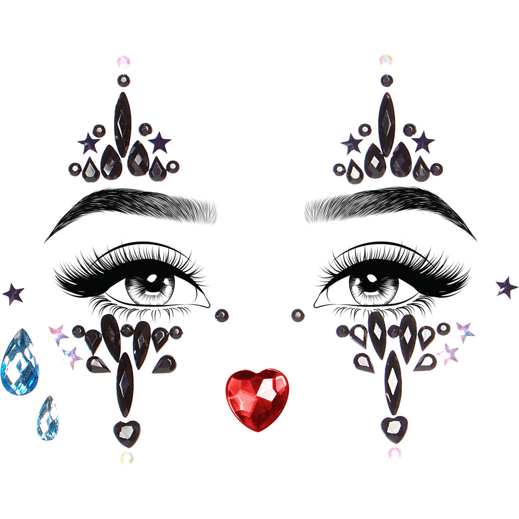 Harlequin adhesive face jewels sticker.