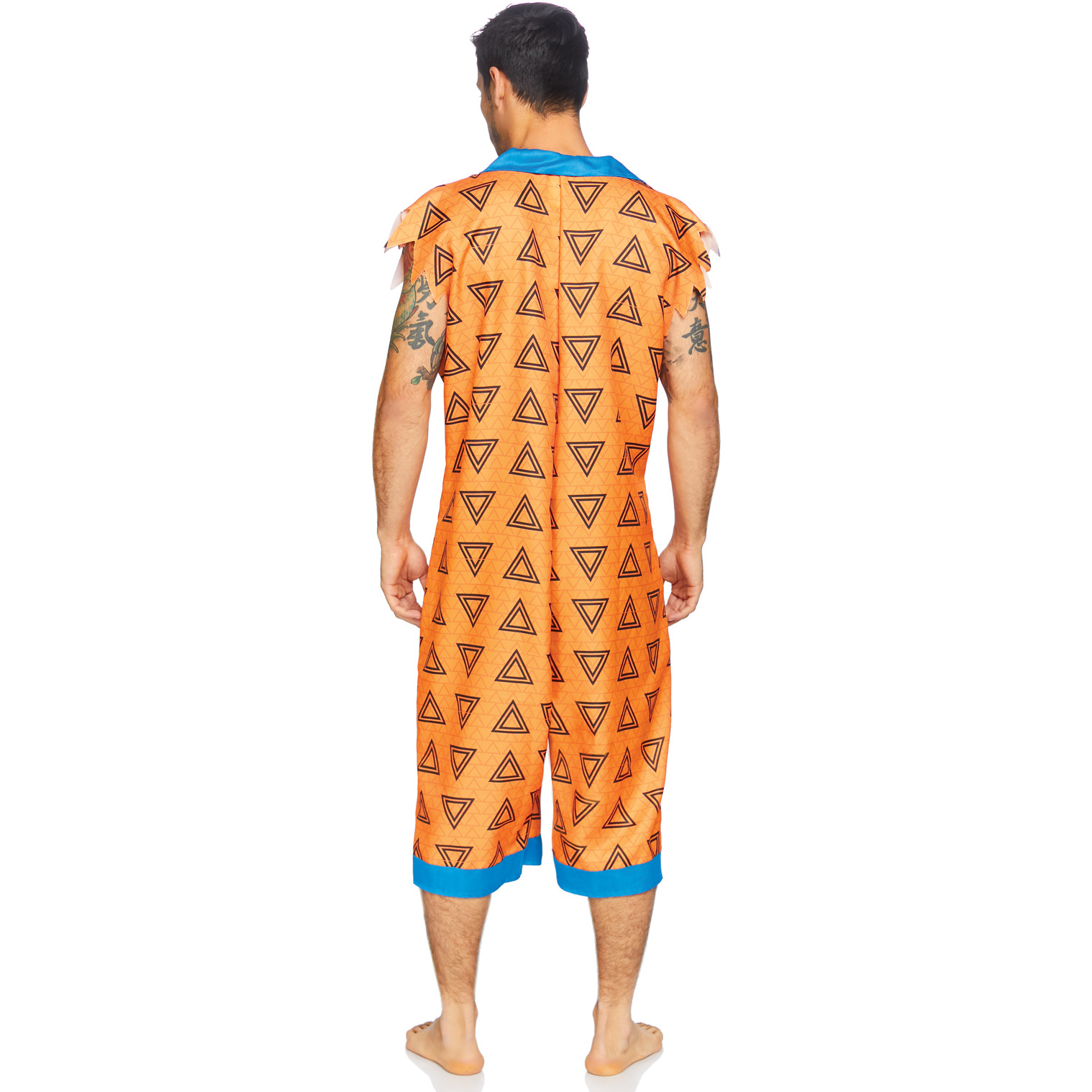 Bedrock Bro, features printed jumpsuit with pockets and double sided zipper.