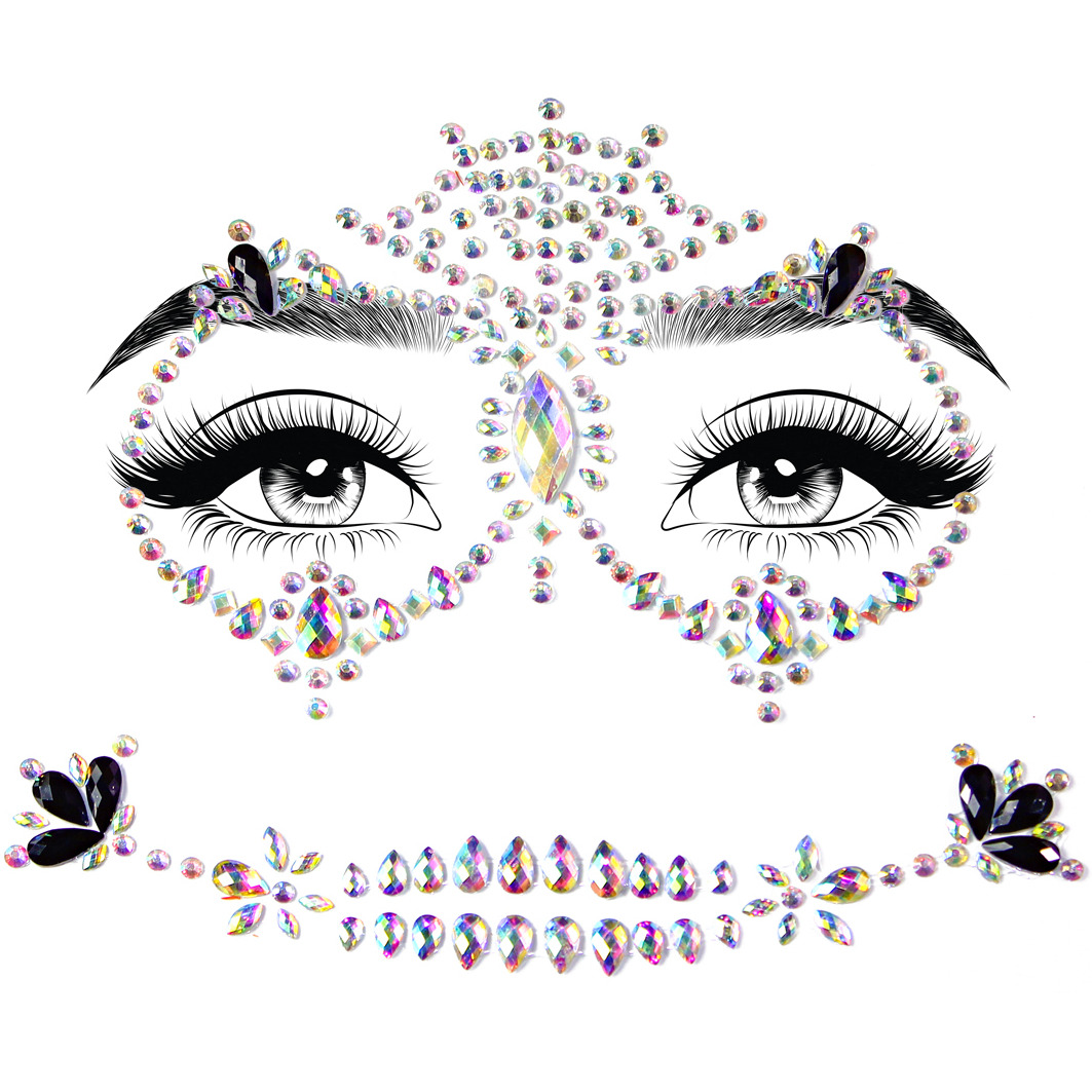 Calavera adhesive face jewels sticker.
