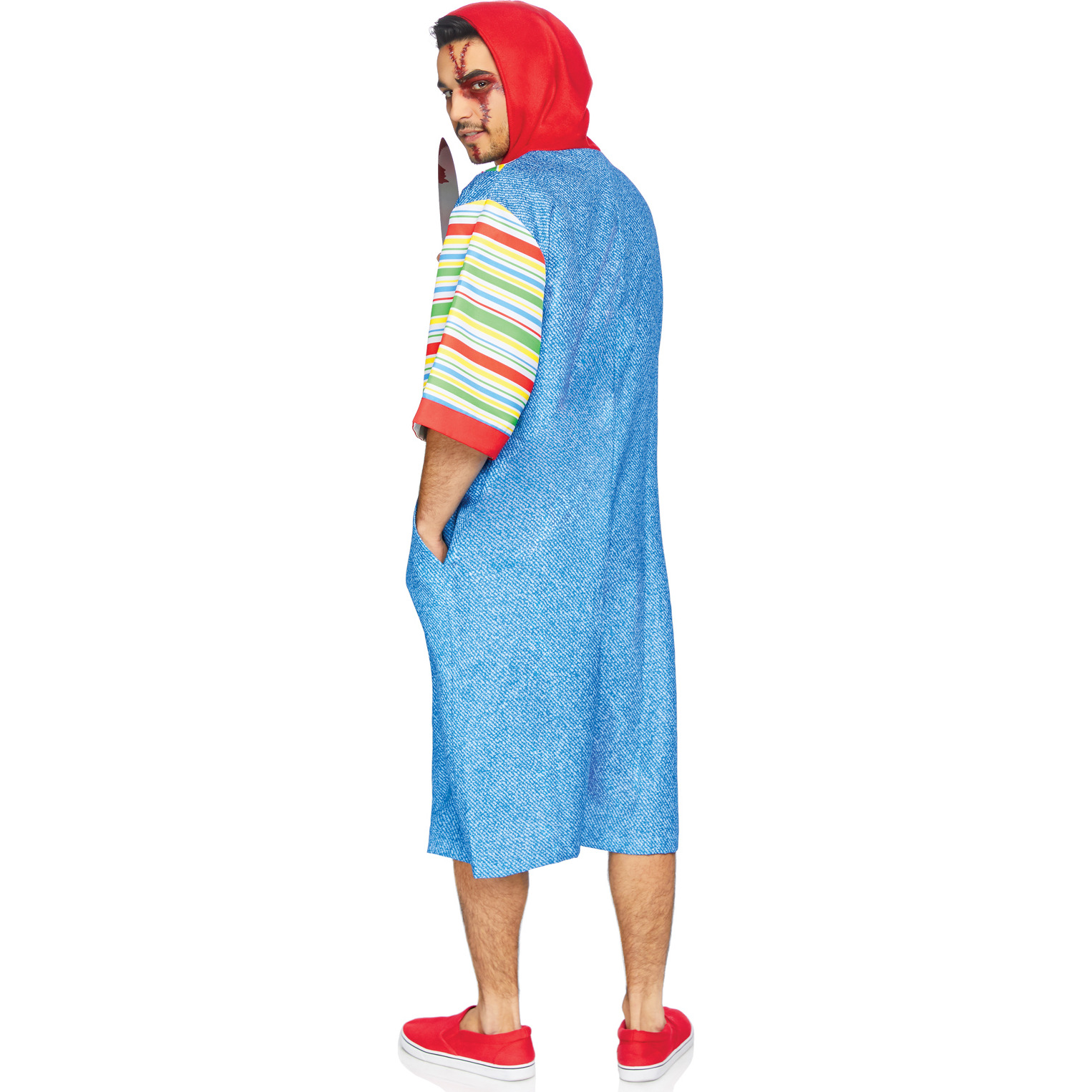 Creepy Killer, features printed hooded jumpsuit with pockets and double sided zipper.