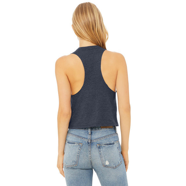 Ladies Racerback cropped Tank - HEATHER OLIVE - S(D0102H7WYBX)