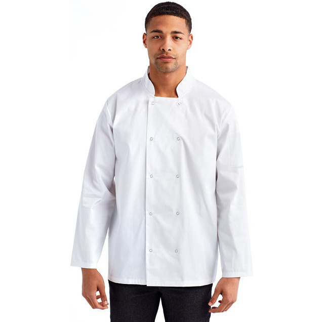 Unisex Studded Front Long-Sleeve chefs Jacket - BLAcK - 2XL(D0102H7ZAWJ)