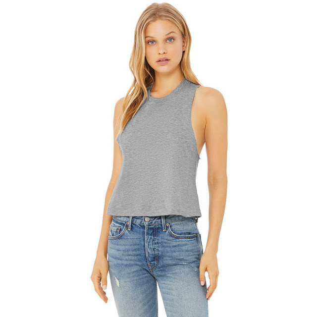 Ladies Racerback cropped Tank - HEATHER OLIVE - S(D0102H7WYB2)