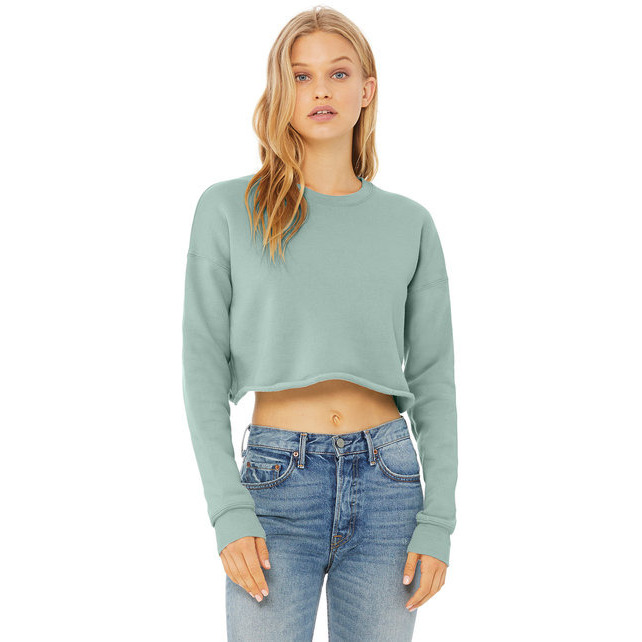 Ladies cropped Fleece crew - DEEP HEATHER - S(D0102H7WF12)