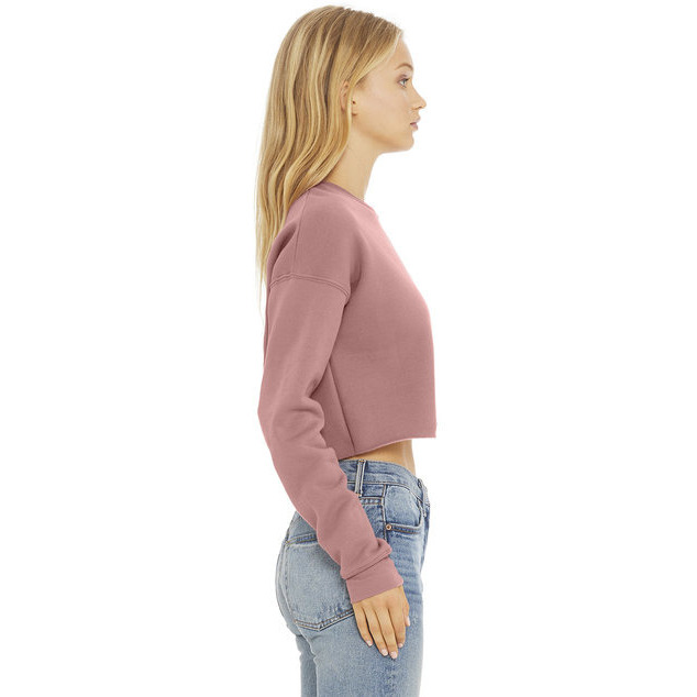Ladies cropped Fleece crew - DEEP HEATHER - S(D0102H7WFZP)