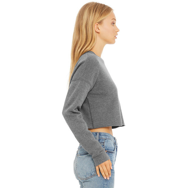 Ladies cropped Fleece crew - DEEP HEATHER - S(D0102H7WF6J)