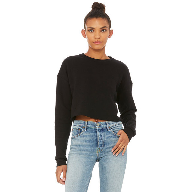 Ladies cropped Fleece crew - DEEP HEATHER - S(D0102H7WFVP)