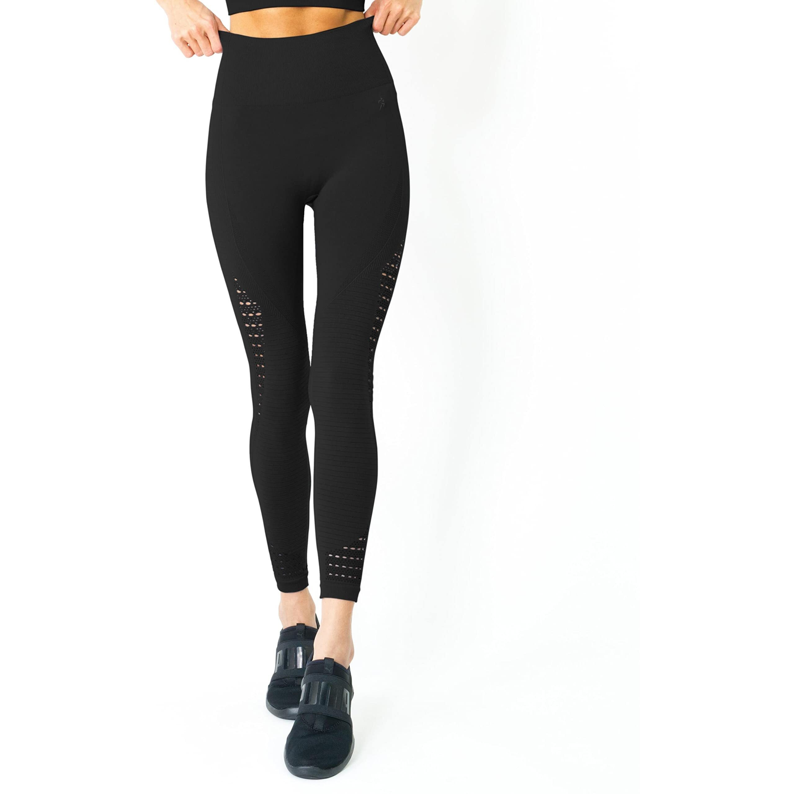 Mesh Seamless Legging with Ribbing Detail - Black(D0102HPKRXA)