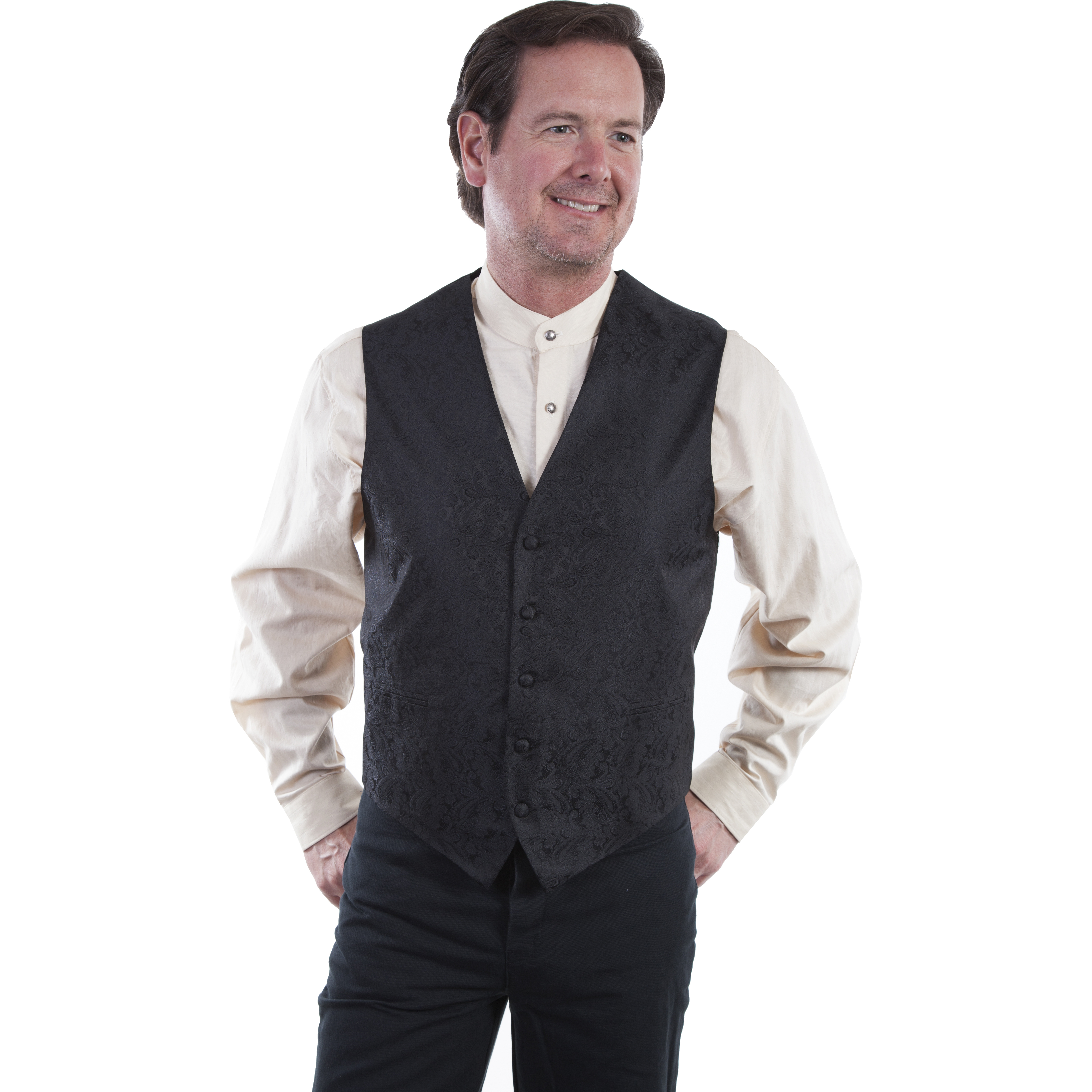 NO LAPEL PAISLEY VEST