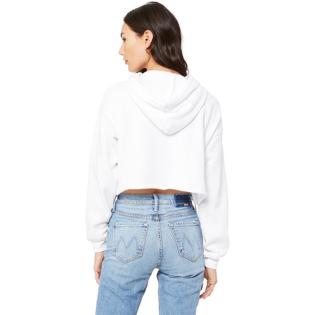 Ladies cropped Fleece Hoodie - PEAcH - S(D0102H7WEXJ)