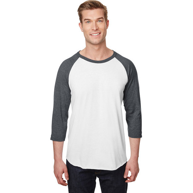Unisex Premium Blend Ring-Spun 34 Sleeve Raglan T-Shirt - WHITE cHAR HTHR - 3XL(D0102H7M092)