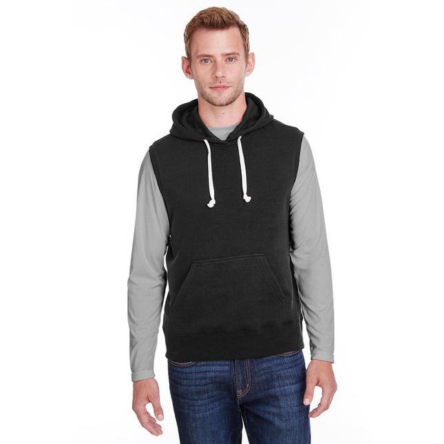 Adult Triblend Fleece Sleeveless Hooded Sweatshirt - BLAcK - S(D0102H76g96)