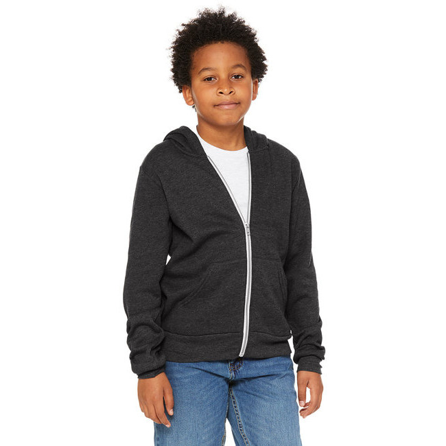 Youth Sponge Fleece Full-Zip Hooded Sweatshirt - HTHR TRUE ROYAL - S(D0102H7KEM8)