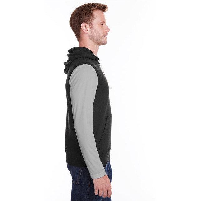 Adult Triblend Fleece Sleeveless Hooded Sweatshirt - BLAcK - S(D0102H76gIP)