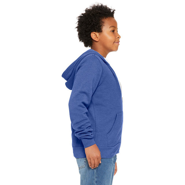 Youth Sponge Fleece Full-Zip Hooded Sweatshirt - HTHR TRUE ROYAL - S(D0102H7KEMP)