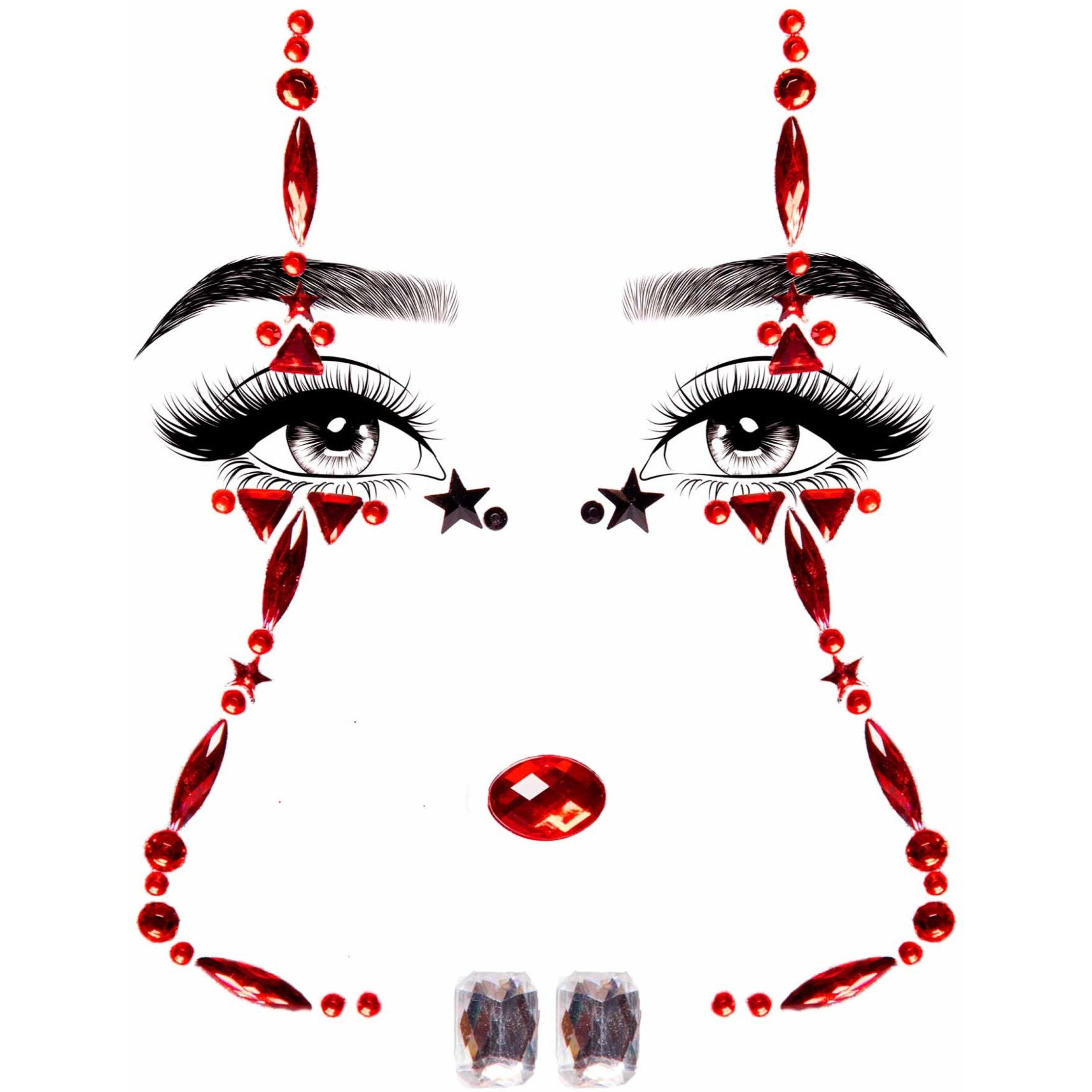 Clown adhesive face jewels sticker.