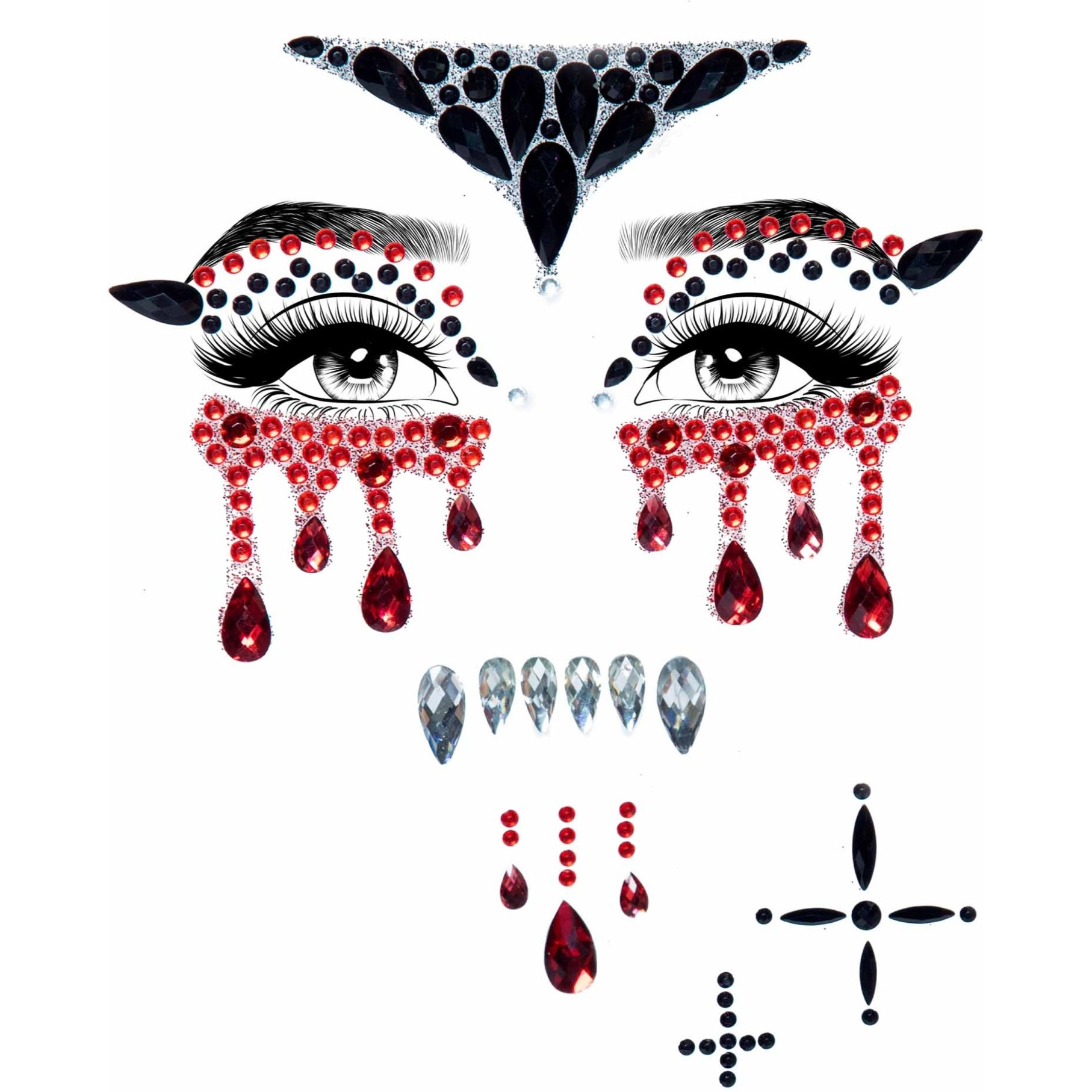 Vampire adhesive face jewels sticker.